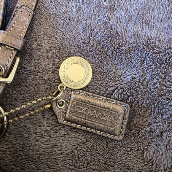 Coach Legacy Multicolor Stripe Sateen Tote Shoulder Bag F14009 Metallic Trim - Picture 4 of 16